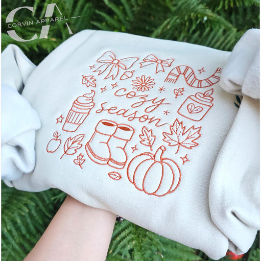 Embroidered Autumn Sweatshirt, Custom Sweatshirt, Fall Sweatshirt, Autumn Jumper