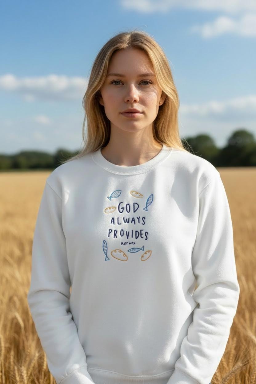 God Always Provides Embroidered Sweatshirt, Christian Faith Jumper, Bible Verse Jumper, Christian Gift