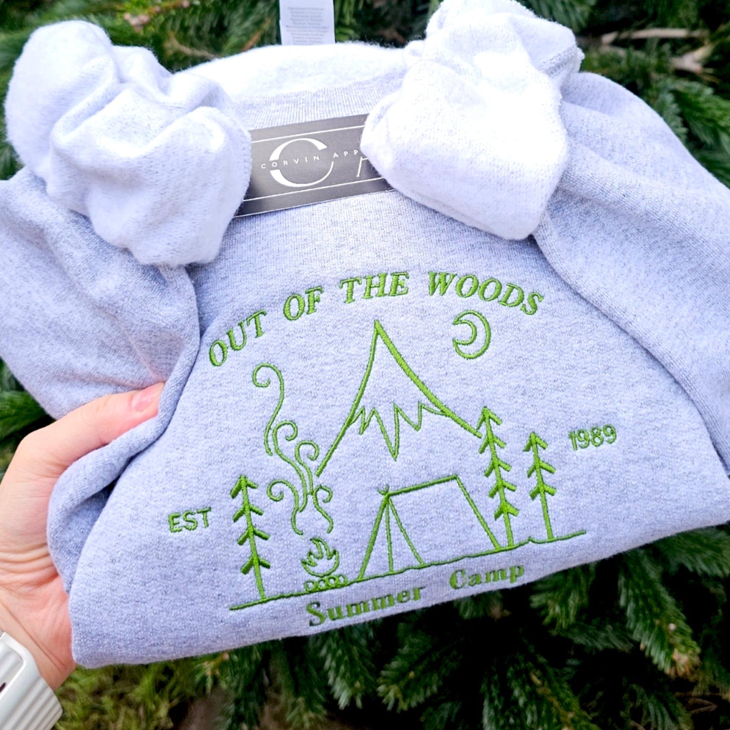 Woods Summer Camp Sweatshirt, Camping Sweatshirt, Nature Inspired Jumper, Gift For Her, Embroidered Forest, Vintage Sweatshirt