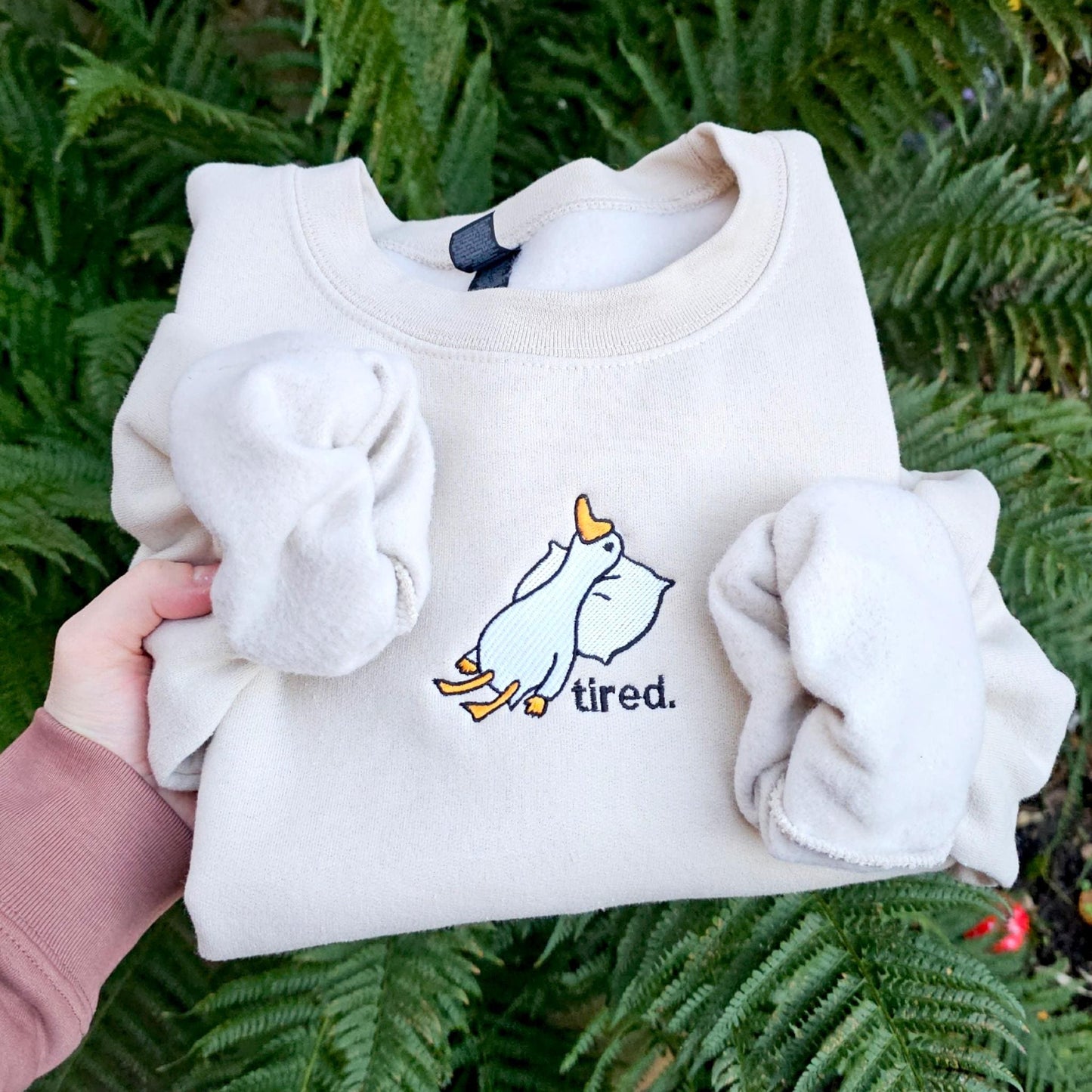 Tired Goose Embroidered Sweatshirt | Funny Goose Gift | Silly Goose Crewneck