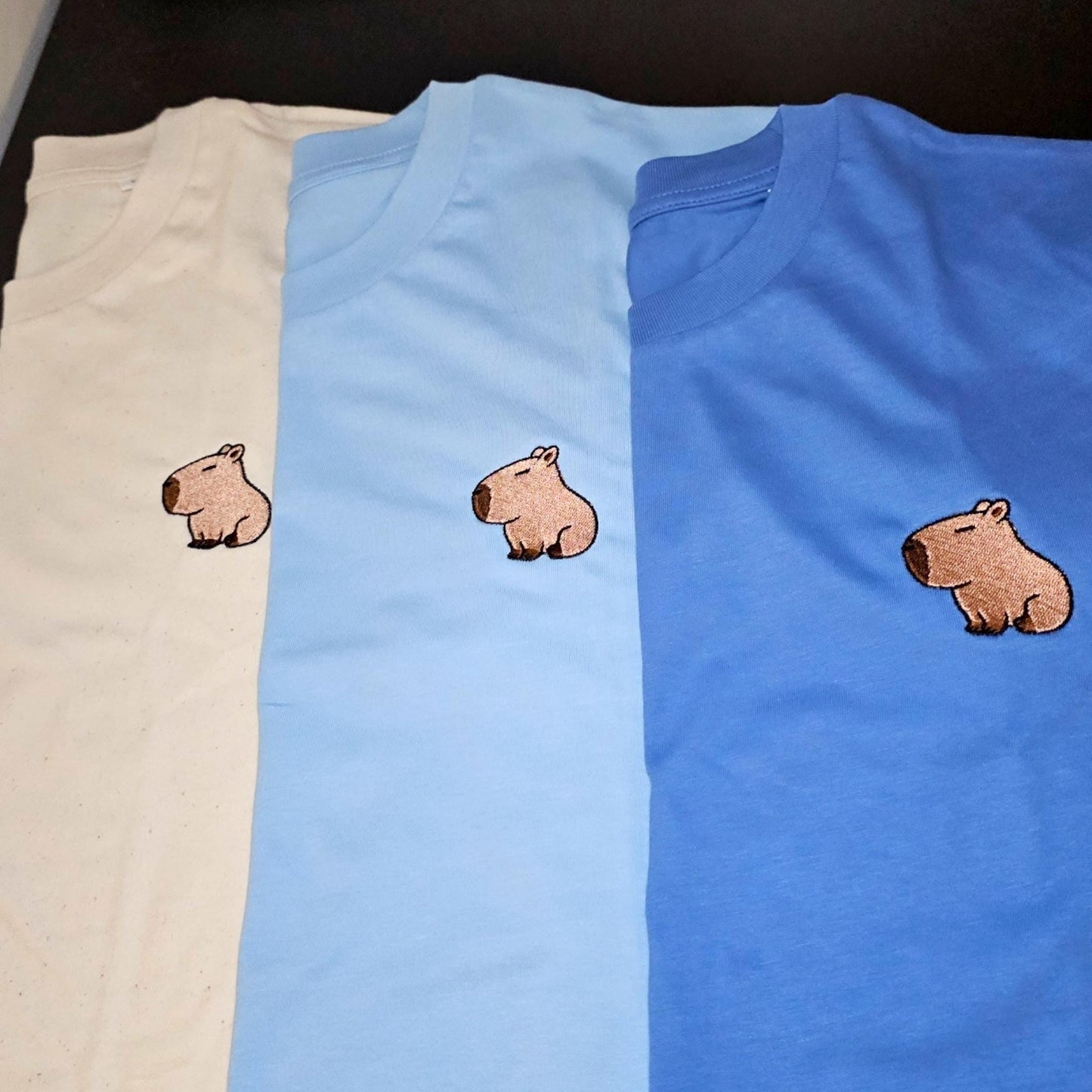 Embroidered Capybara T-shirt: Organic Cotton Unisex Tee