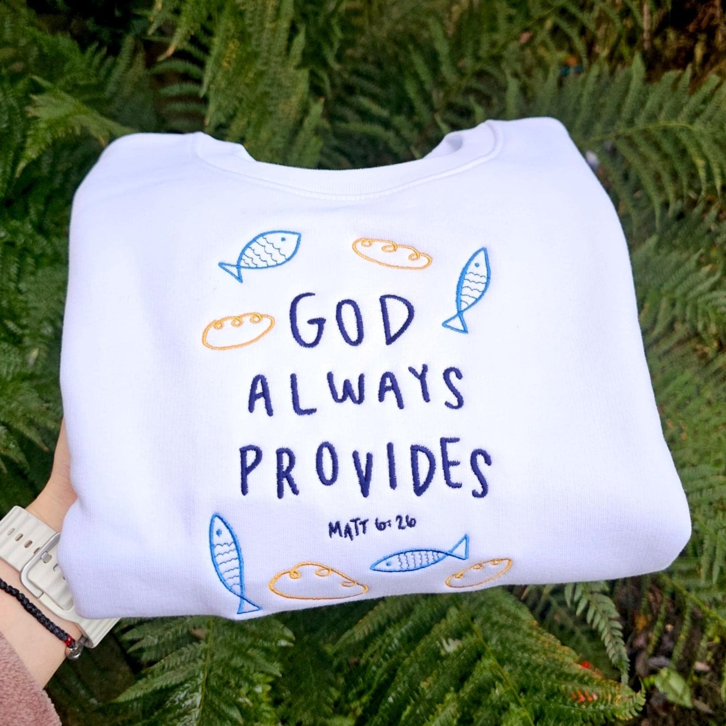 God Always Provides Embroidered Sweatshirt, Christian Faith Jumper, Bible Verse Jumper, Christian Gift