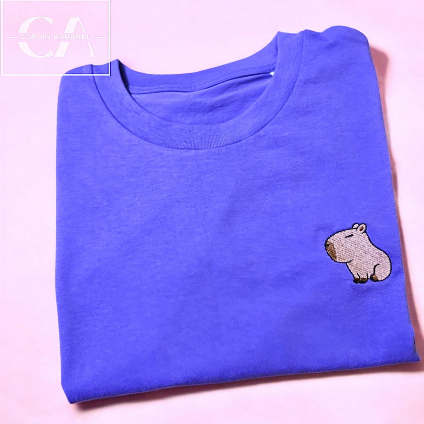 Embroidered Capybara T-shirt: Organic Cotton Unisex Tee