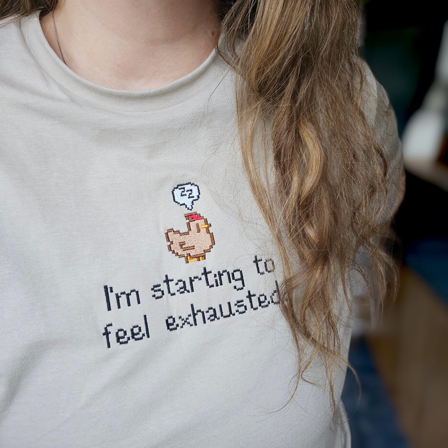 Embroidered Pixel Chicken T-Shirt, Soft Unisex Cotton Tee, Cosy Gamer Gift