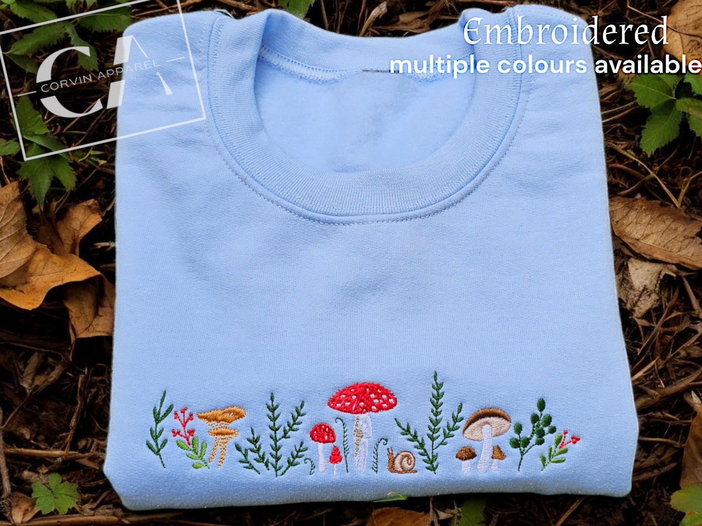 Mushrooms Embroidered Sweatshirt, Magic Forest, Amanita Muscaria, Botanical Gift, Gift For Her
