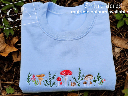 Mushrooms Embroidered Sweatshirt, Magic Forest, Amanita Muscaria, Botanical Gift, Gift For Her