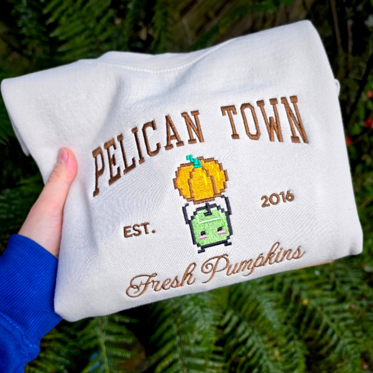 Pelican Town Pumpkin Patch Embroidered Sweatshirt | Stardew Valley Gift |Cute Gaming Jumper