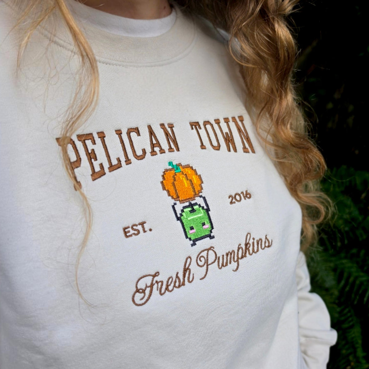 Pelican Town Pumpkin Patch Embroidered Sweatshirt | Stardew Valley Gift |Cute Gaming Jumper