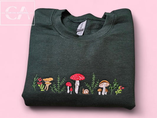 Mushrooms Embroidered Sweatshirt, Magic Forest, Amanita Muscaria, Botanical Gift, Gift For Her