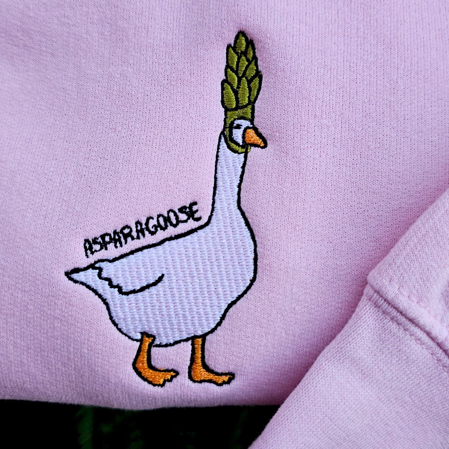 Asparagoose Embroidered Sweatshirt, Funny Goose Crewneck, Cute Embroidered Goose Jumper, Funny Sweatshirt