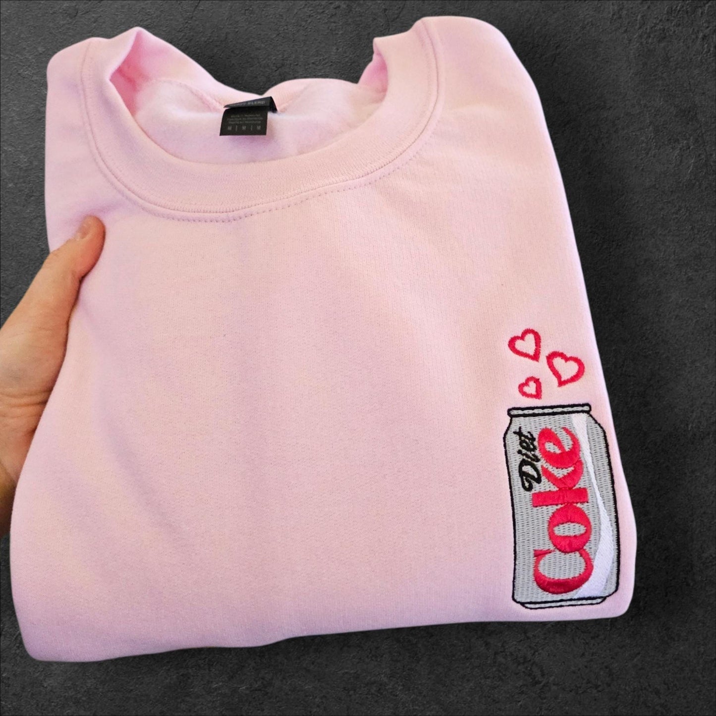 Embroidered Diet Coke Sweatshirt, Cute Valentine Sweatshirt, Left Chest Embroidery, Cute Soda Lover Gift, Cozy Jumper
