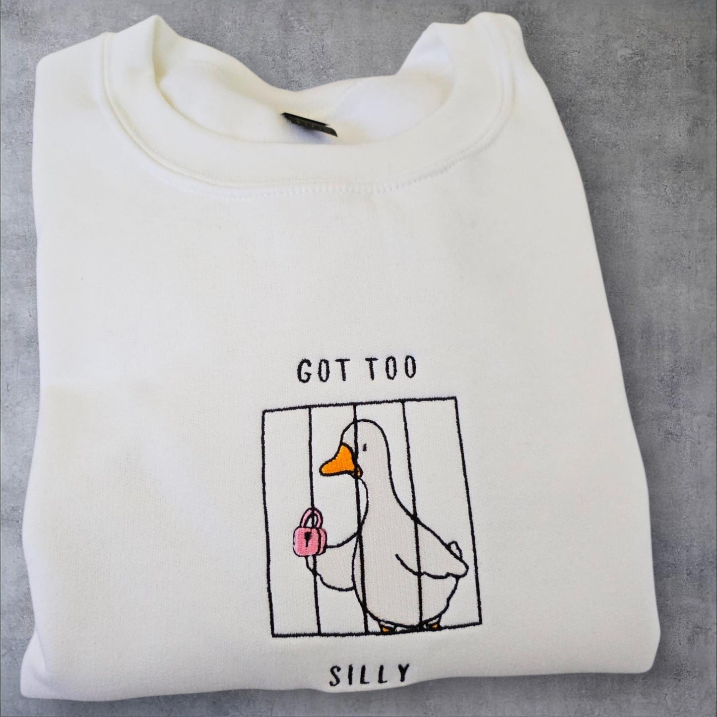 Got Too Silly Embroidered Goose Sweatshirt, Funny Goose Jumper, Cute Animal Sweatshirt, Silly Goose Gift