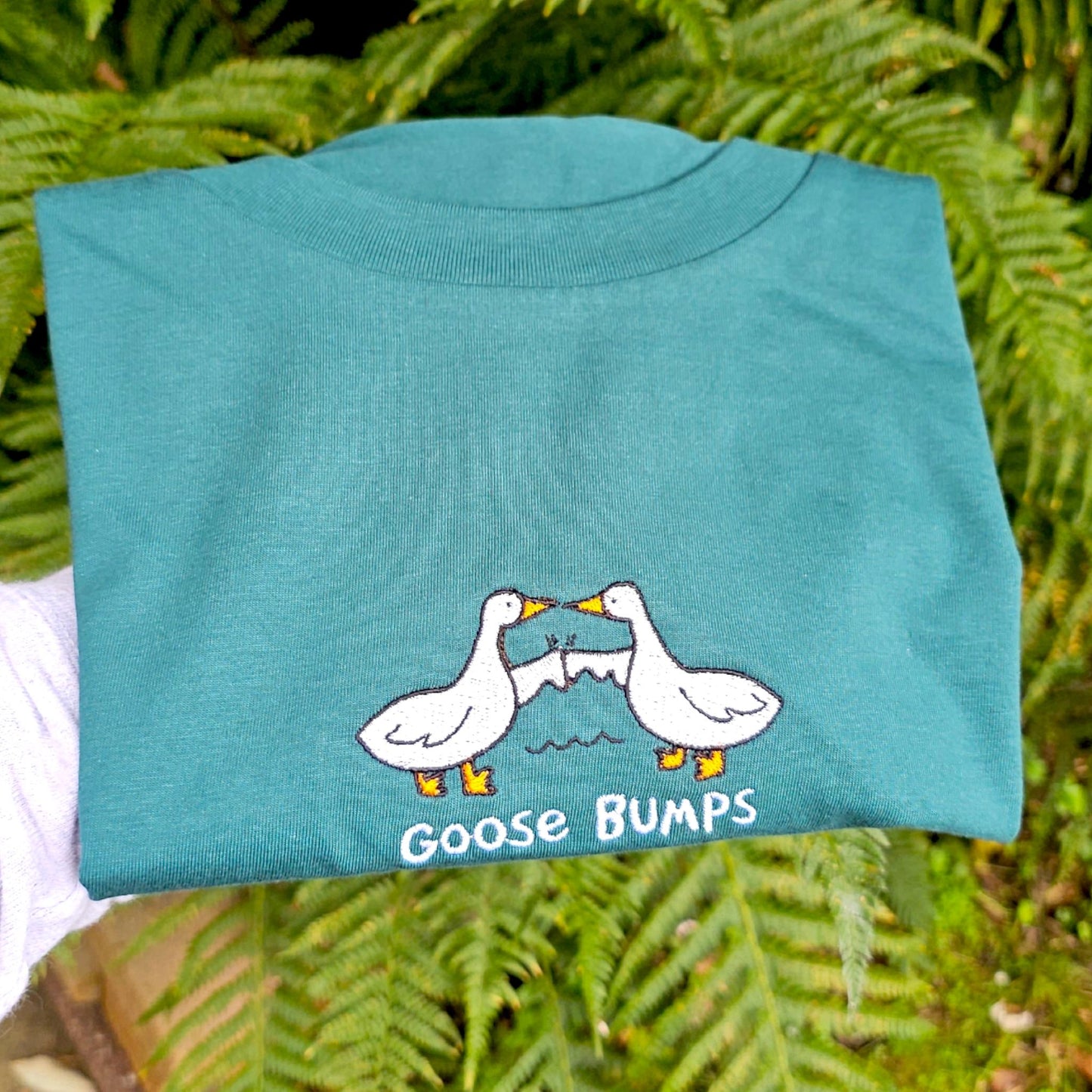 Embroidered Goose T-Shirt: Funny Pun Bird Humor, 100% Cotton