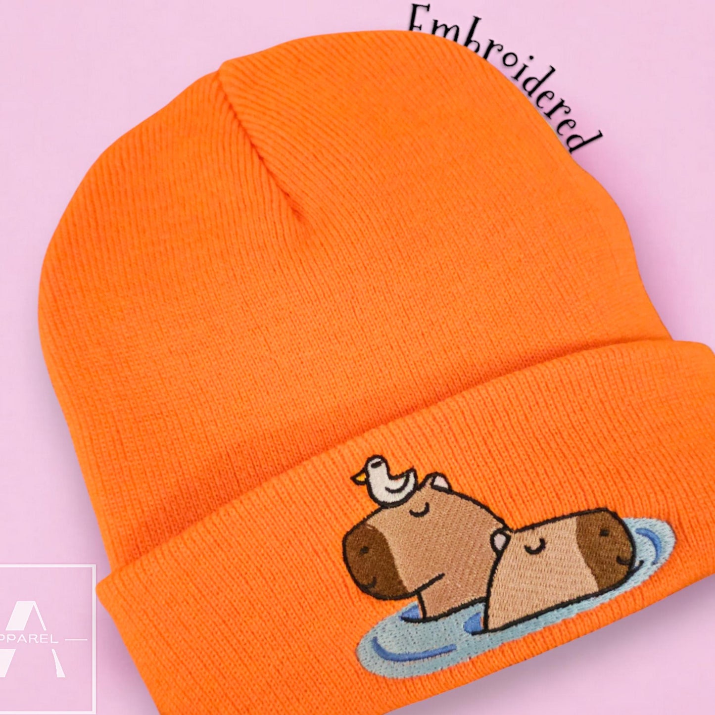 Capybara Embroidered Beanie: Funny Water Pig Gift