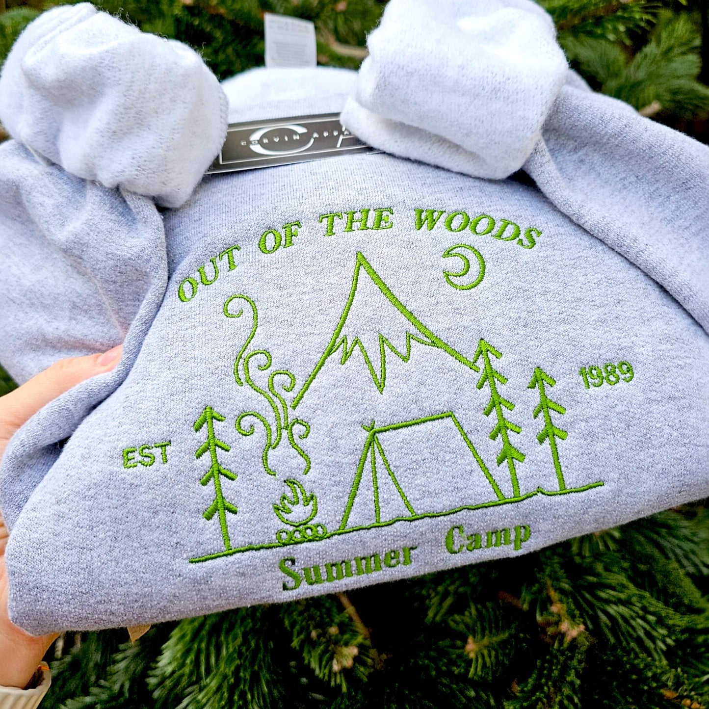 Woods Summer Camp Sweatshirt, Camping Sweatshirt, Nature Inspired Jumper, Gift For Her, Embroidered Forest, Vintage Sweatshirt