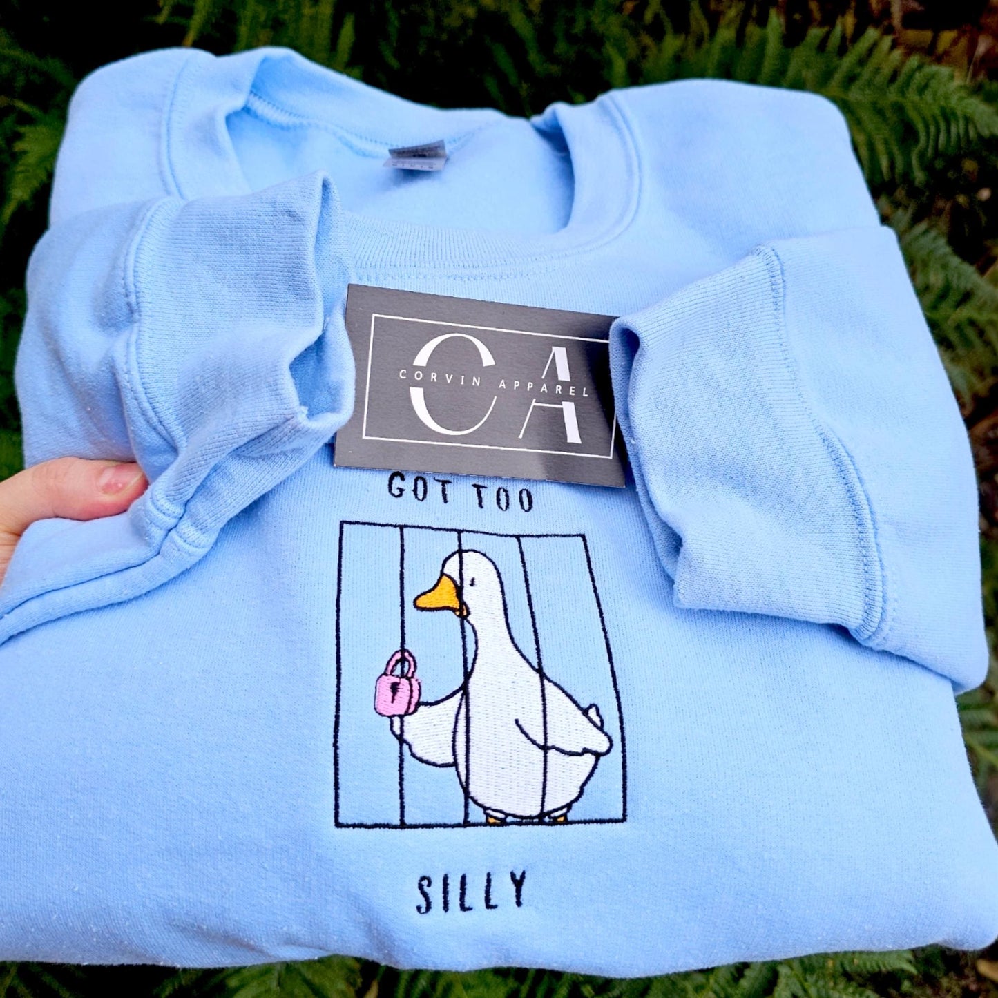 Got Too Silly Embroidered Goose Sweatshirt, Funny Goose Jumper, Cute Animal Sweatshirt, Silly Goose Gift