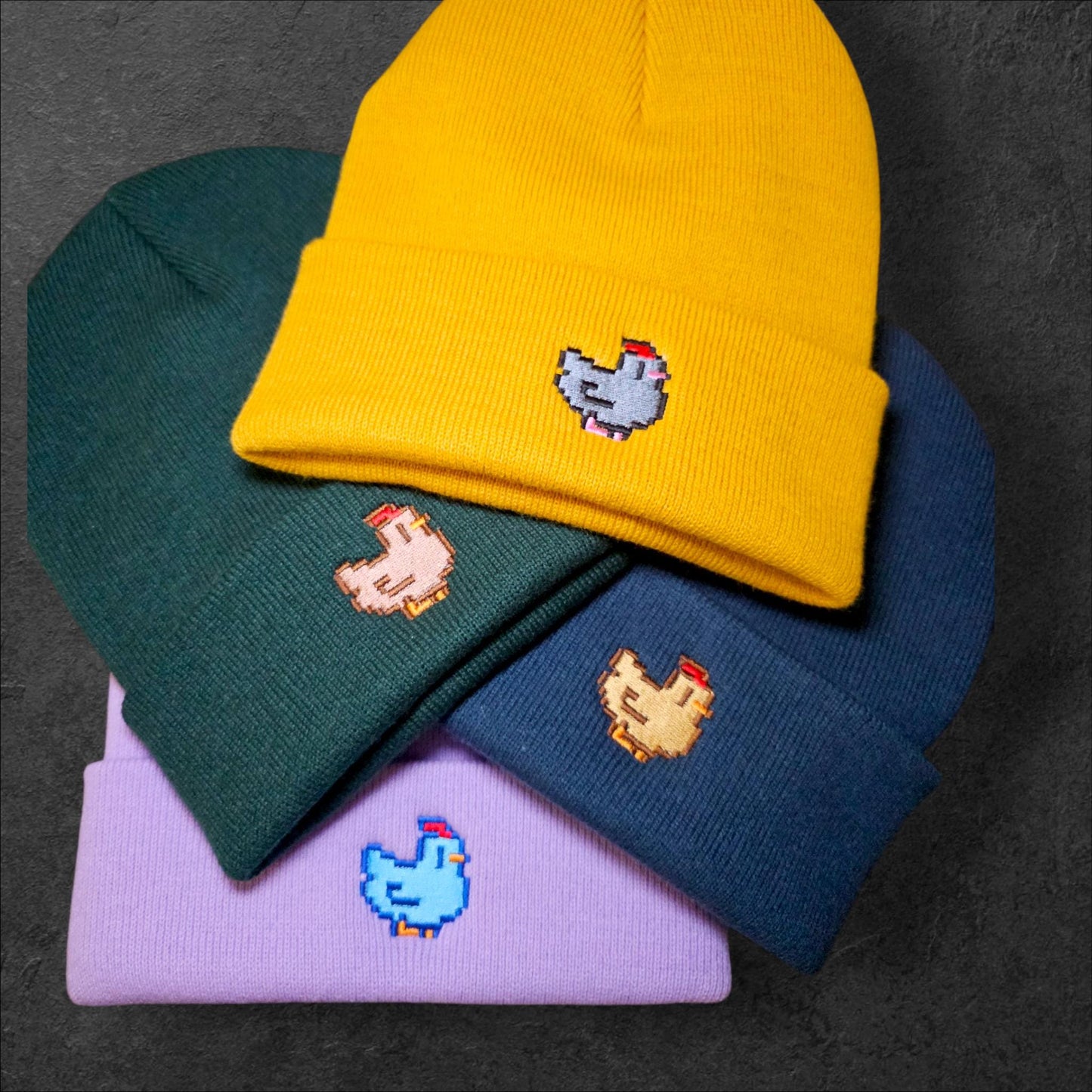 Embroidered Pixel Chicken Beanie, Stardew Valley Gift, Gift For Him, Gift For Her, Gamer Gift