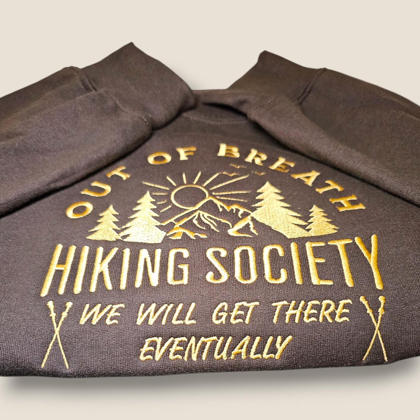 Out of Breath Hiking Society Embroidered Sweatshirt, Funny Hiking Jumper, Embroidered Hiking Humour, Hiking Gift