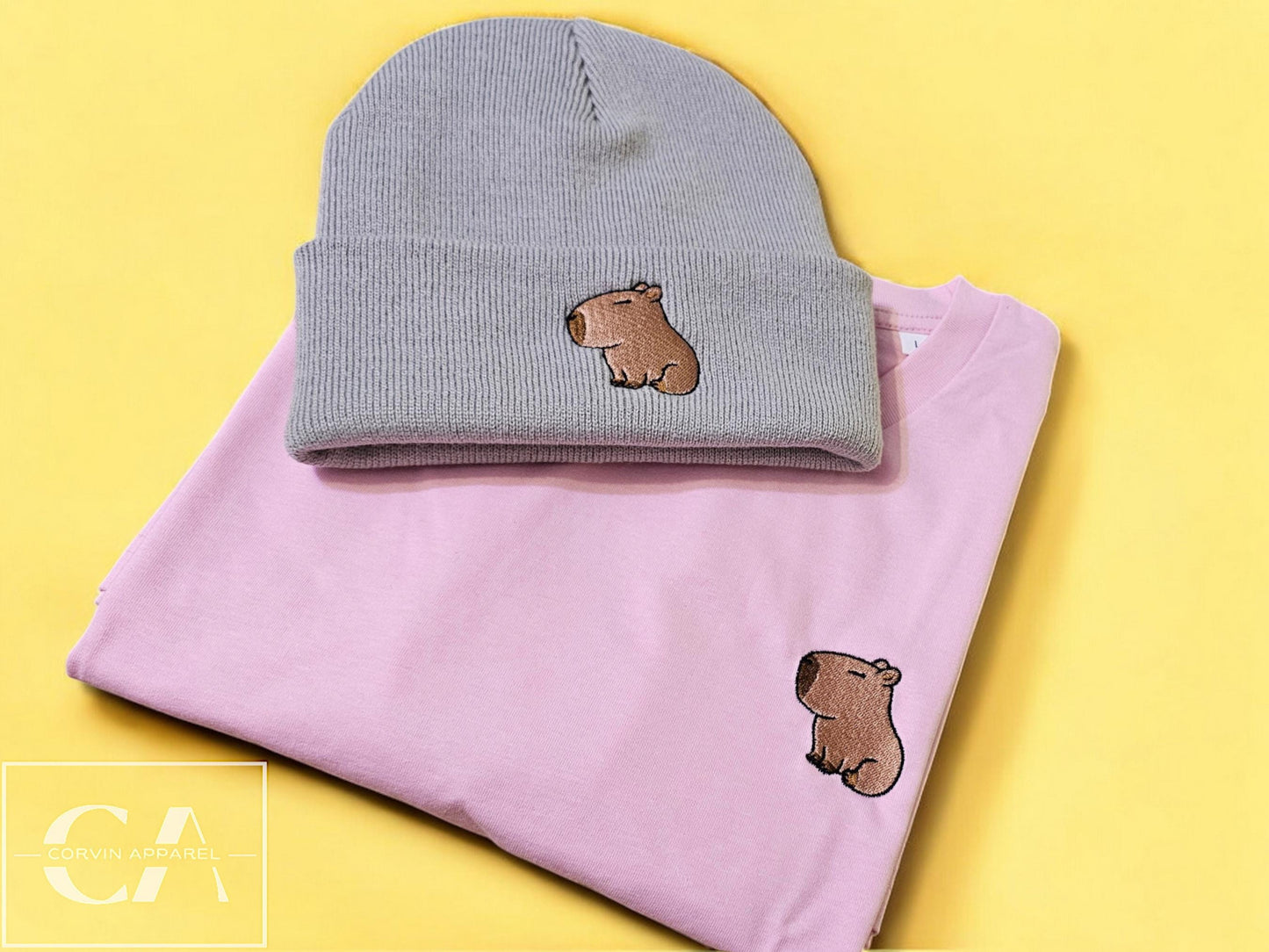 Embroidered Capybara T-shirt: Organic Cotton Unisex Tee