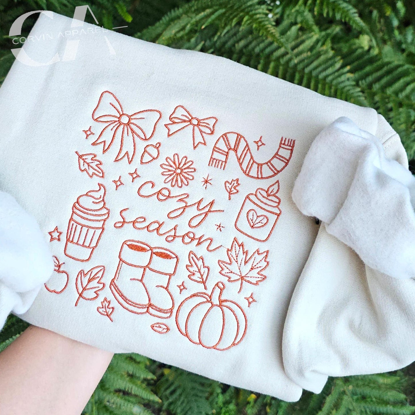 Embroidered Autumn Sweatshirt, Custom Sweatshirt, Fall Sweatshirt, Autumn Jumper