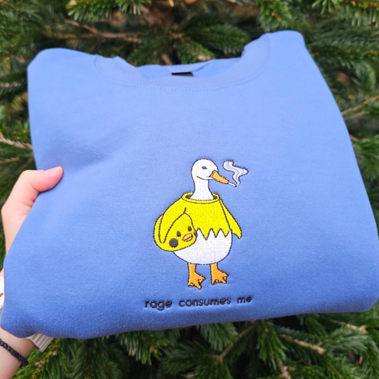 Embroidered Goose Sweatshirt Rage Consumes Me, Funny Goose Jumper, Angry Goose Sweatshirt, Cute Sweatshirt