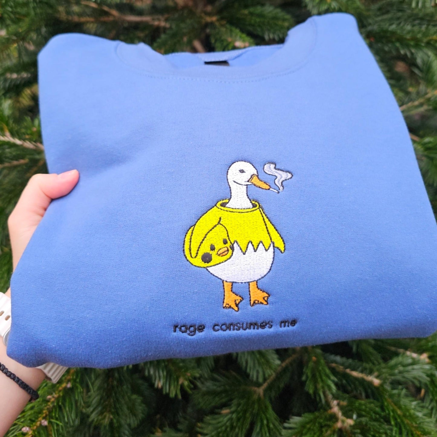 Embroidered Goose Sweatshirt Rage Consumes Me, Funny Goose Jumper, Angry Goose Sweatshirt, Cute Sweatshirt