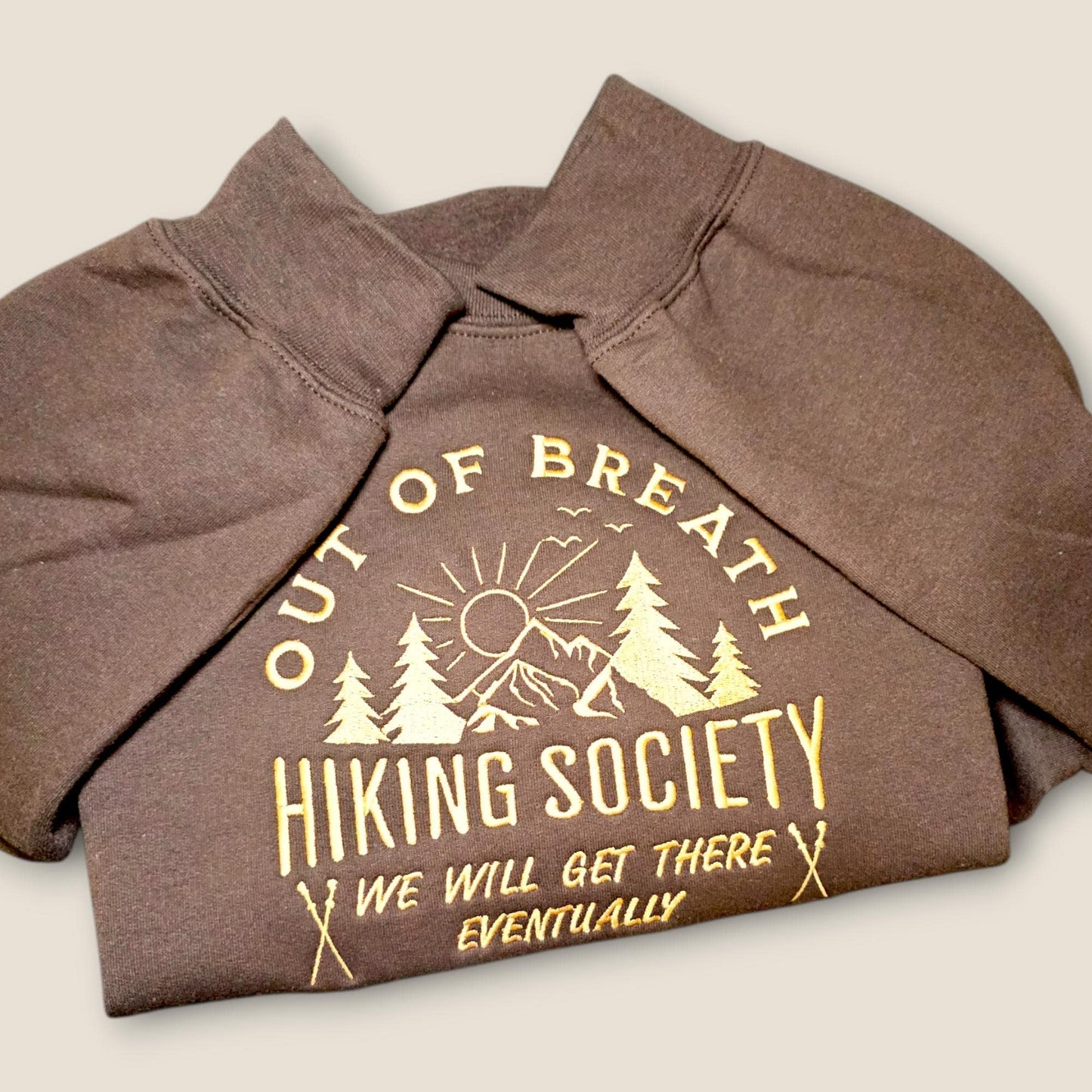 Out of Breath Hiking Society Embroidered Sweatshirt, Funny Hiking Jumper, Embroidered Hiking Humour, Hiking Gift