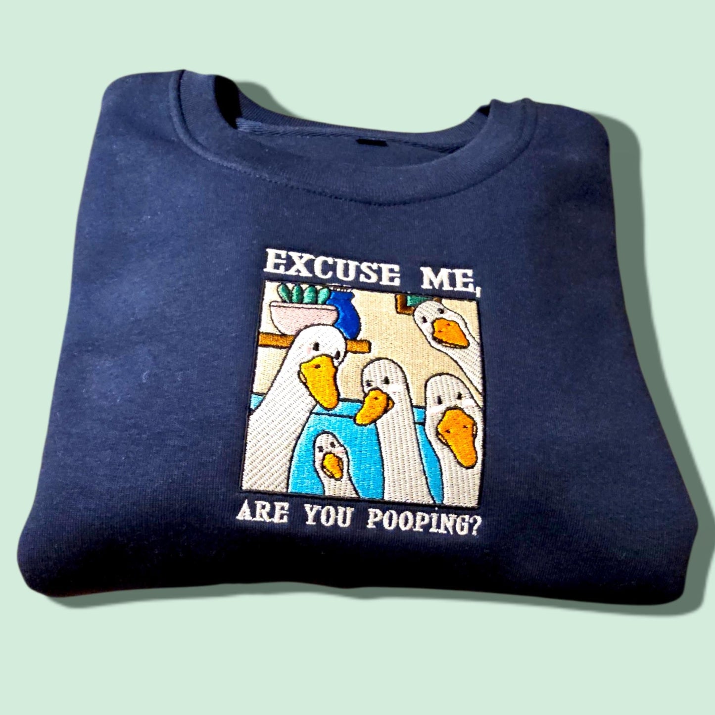 Goose Embroidered Sweatshirt, Funny Gift, Gift For Him, Embroidered Jumper
