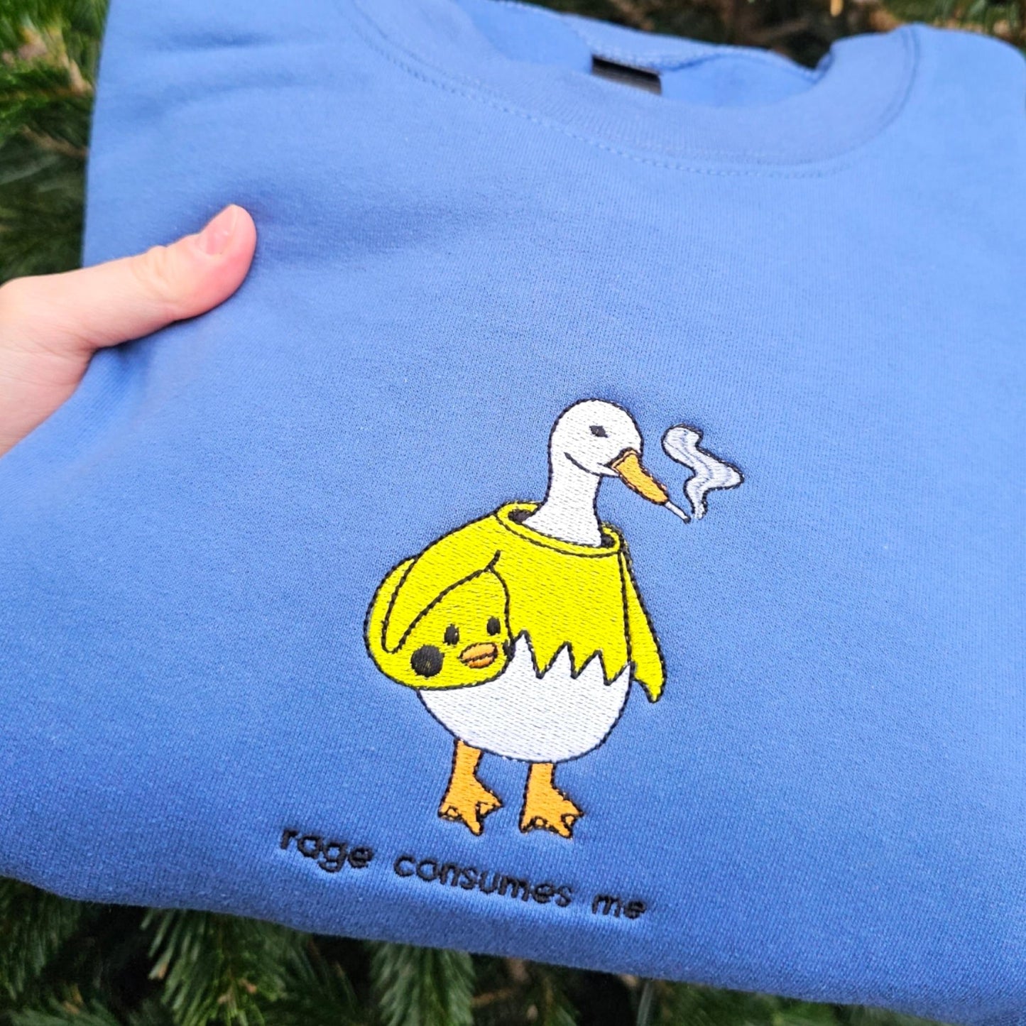 Embroidered Goose Sweatshirt Rage Consumes Me, Funny Goose Jumper, Angry Goose Sweatshirt, Cute Sweatshirt