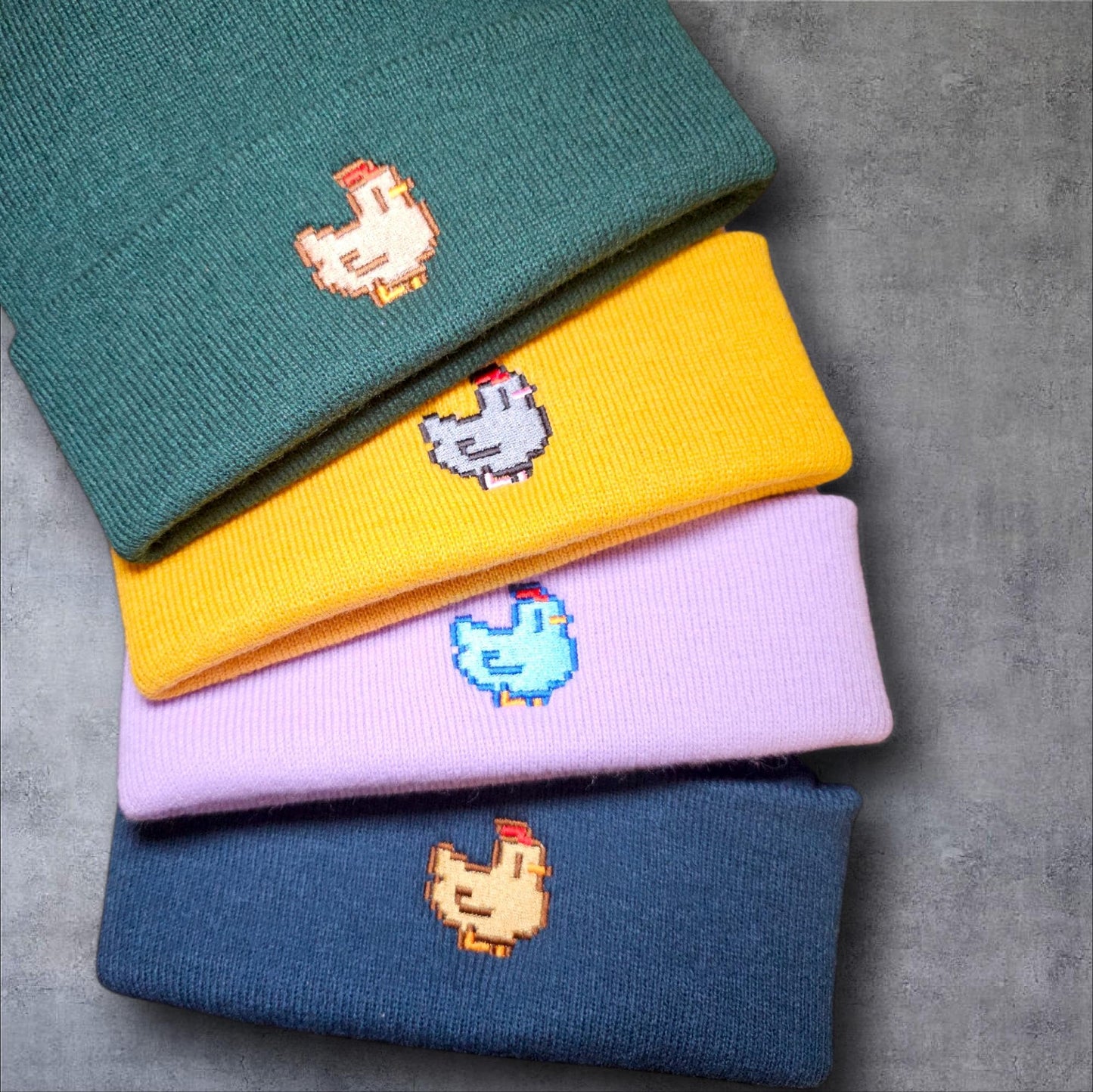 Embroidered Pixel Chicken Beanie, Stardew Valley Gift, Gift For Him, Gift For Her, Gamer Gift