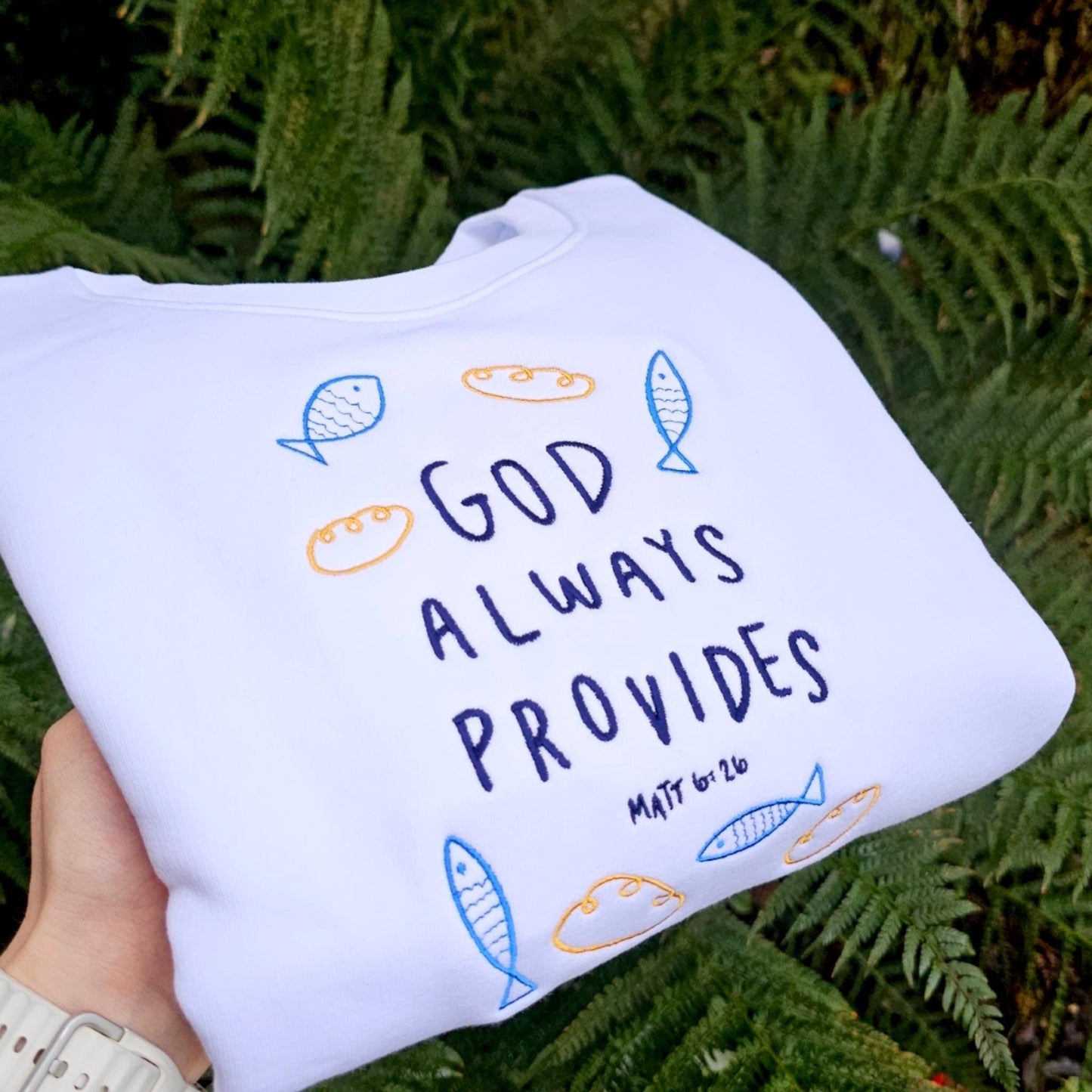 God Always Provides Embroidered Sweatshirt, Christian Faith Jumper, Bible Verse Jumper, Christian Gift
