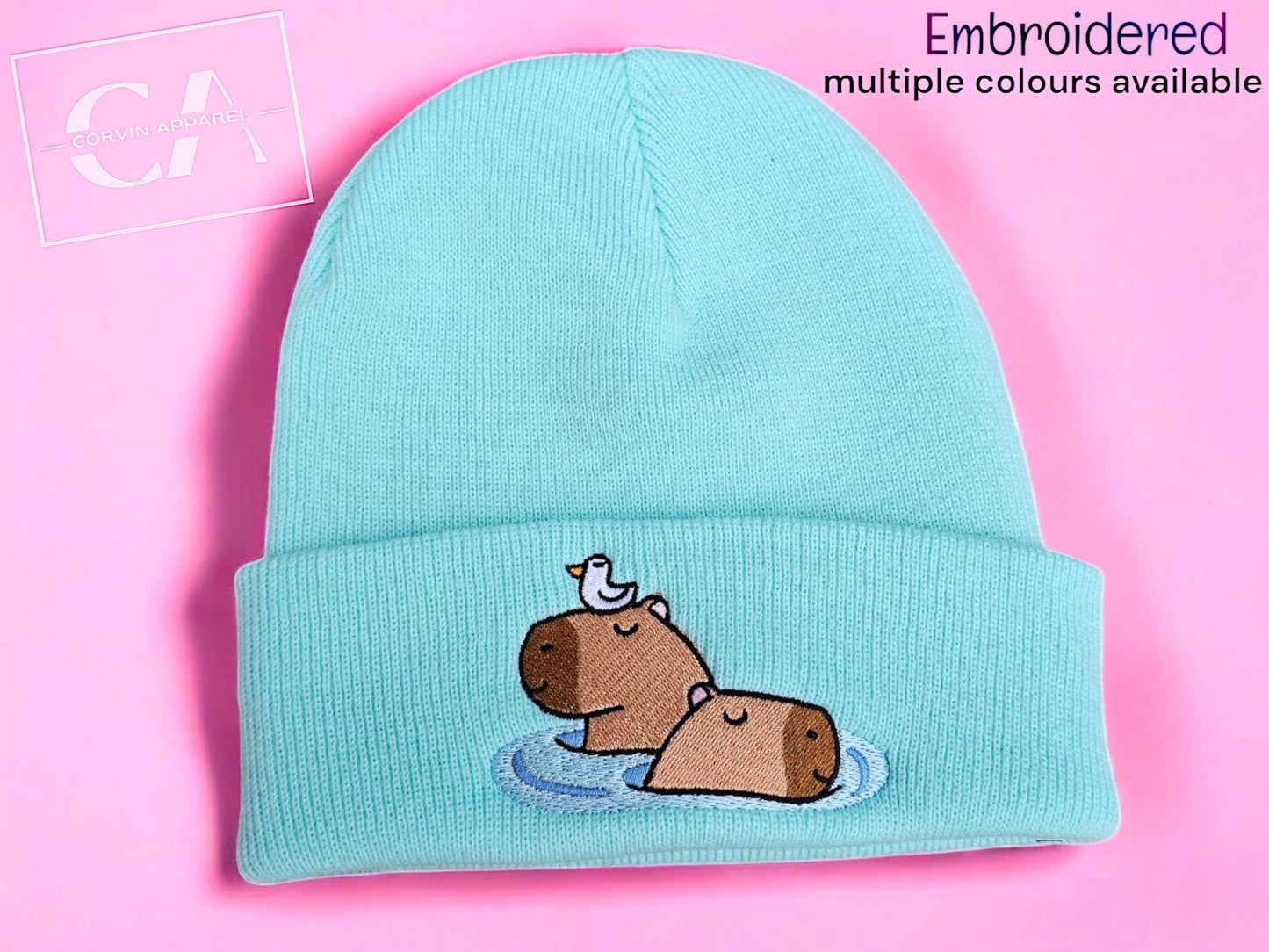 Capybara Embroidered Beanie: Funny Water Pig Gift