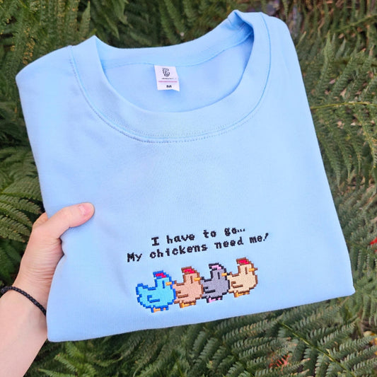 Chicken Embroidered Sweatshirt| Gamer Gift | Cozy Gamer| Cottagecore| Farm Life