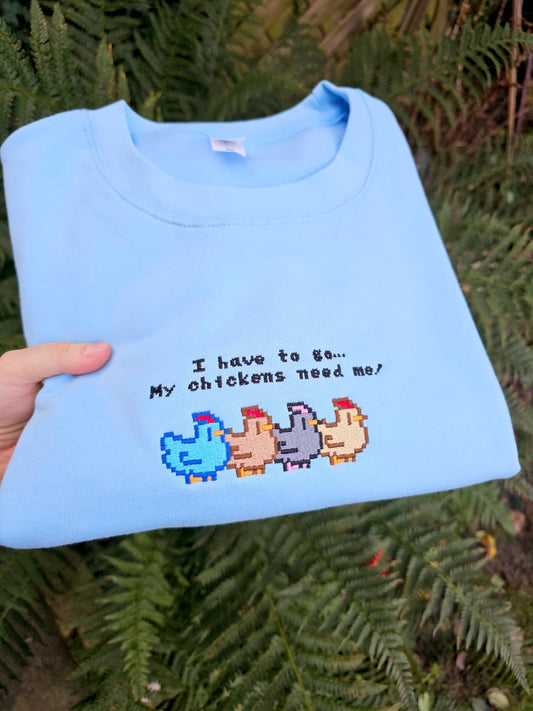 Chicken Embroidered Sweatshirt| Gamer Gift | Cozy Gamer| Cottagecore| Farm Life