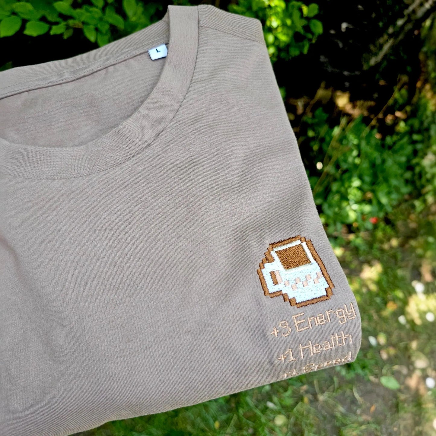 Coffee Embroidered T-Shirt, Cosy Gamer Gift, Unisex Cotton Tee