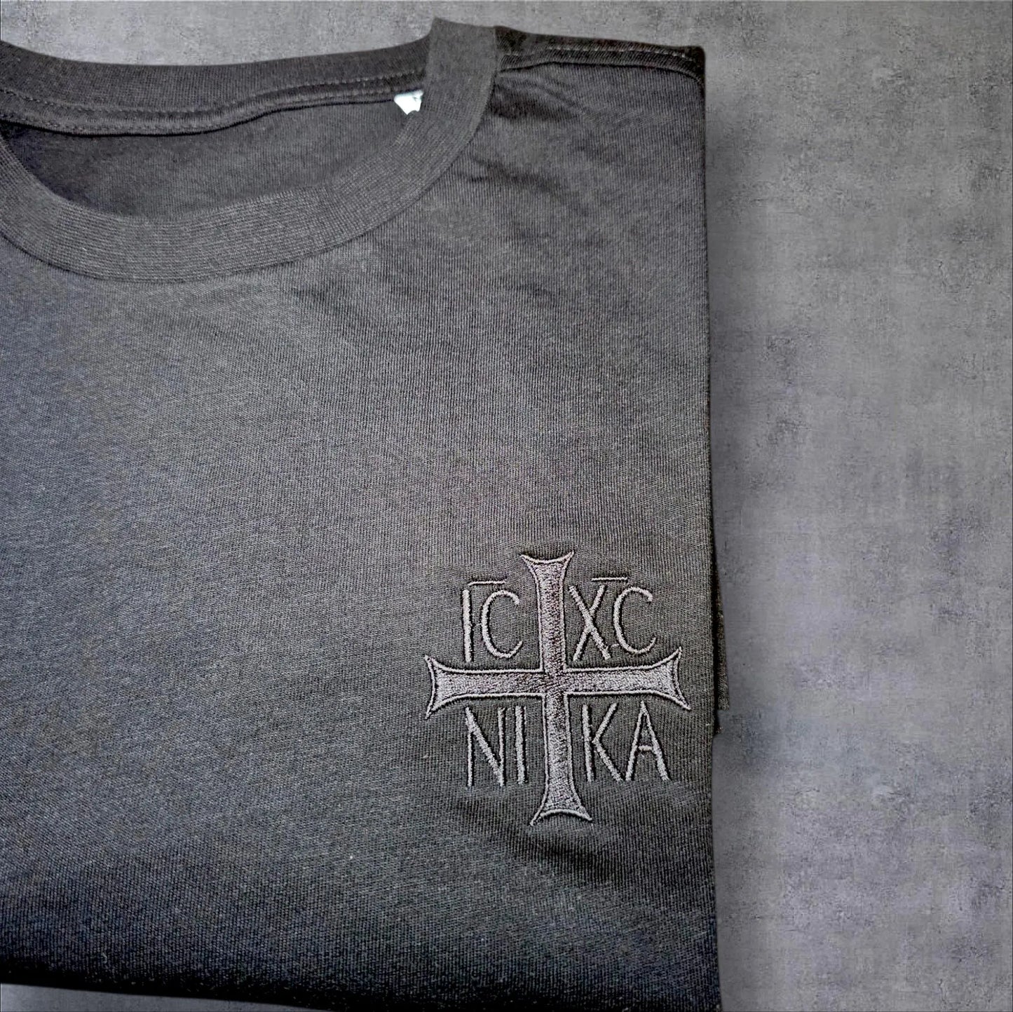 Orthodox Cross Embroidered T-Shirt, ICXCNIKA Christian Tee