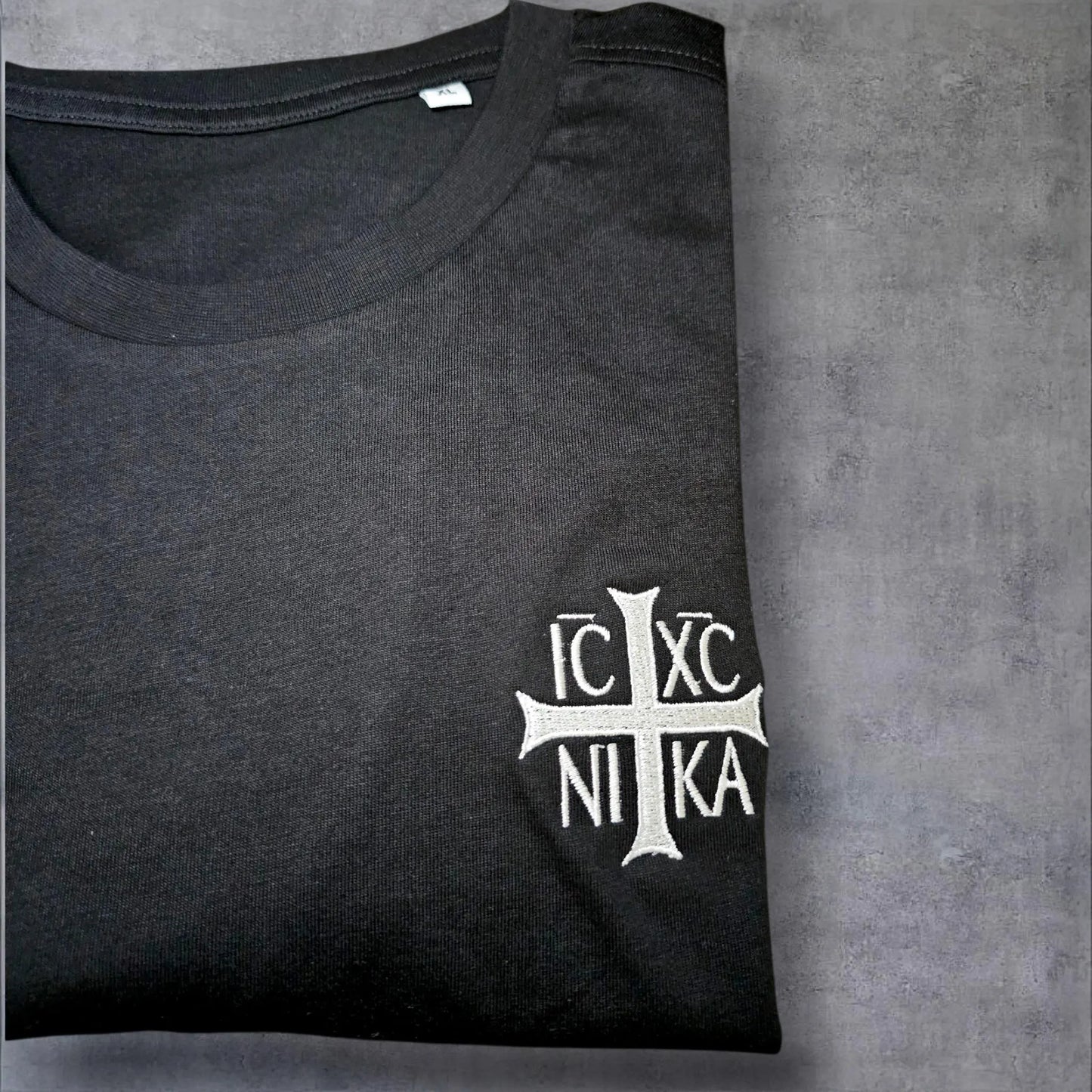 Orthodox Cross Embroidered T-Shirt, ICXCNIKA Christian Tee