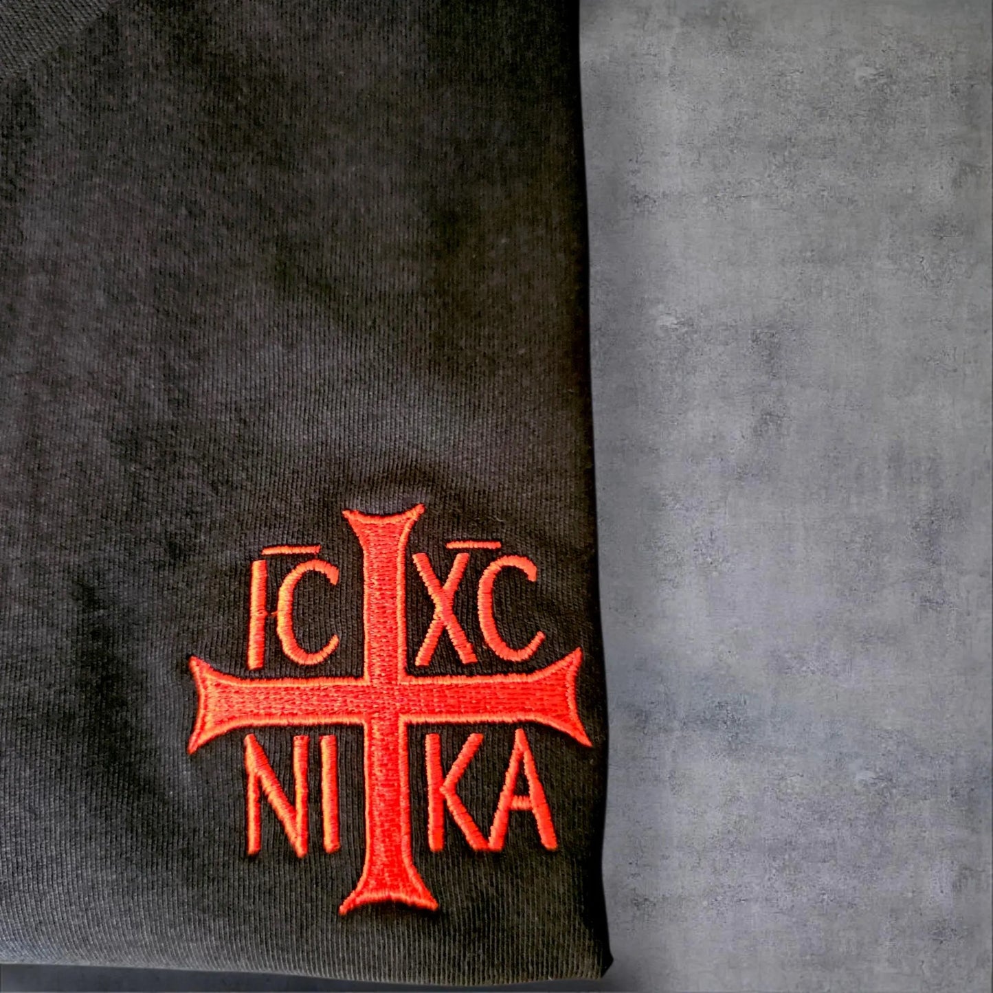 Orthodox Cross Embroidered T-Shirt, ICXCNIKA Christian Tee