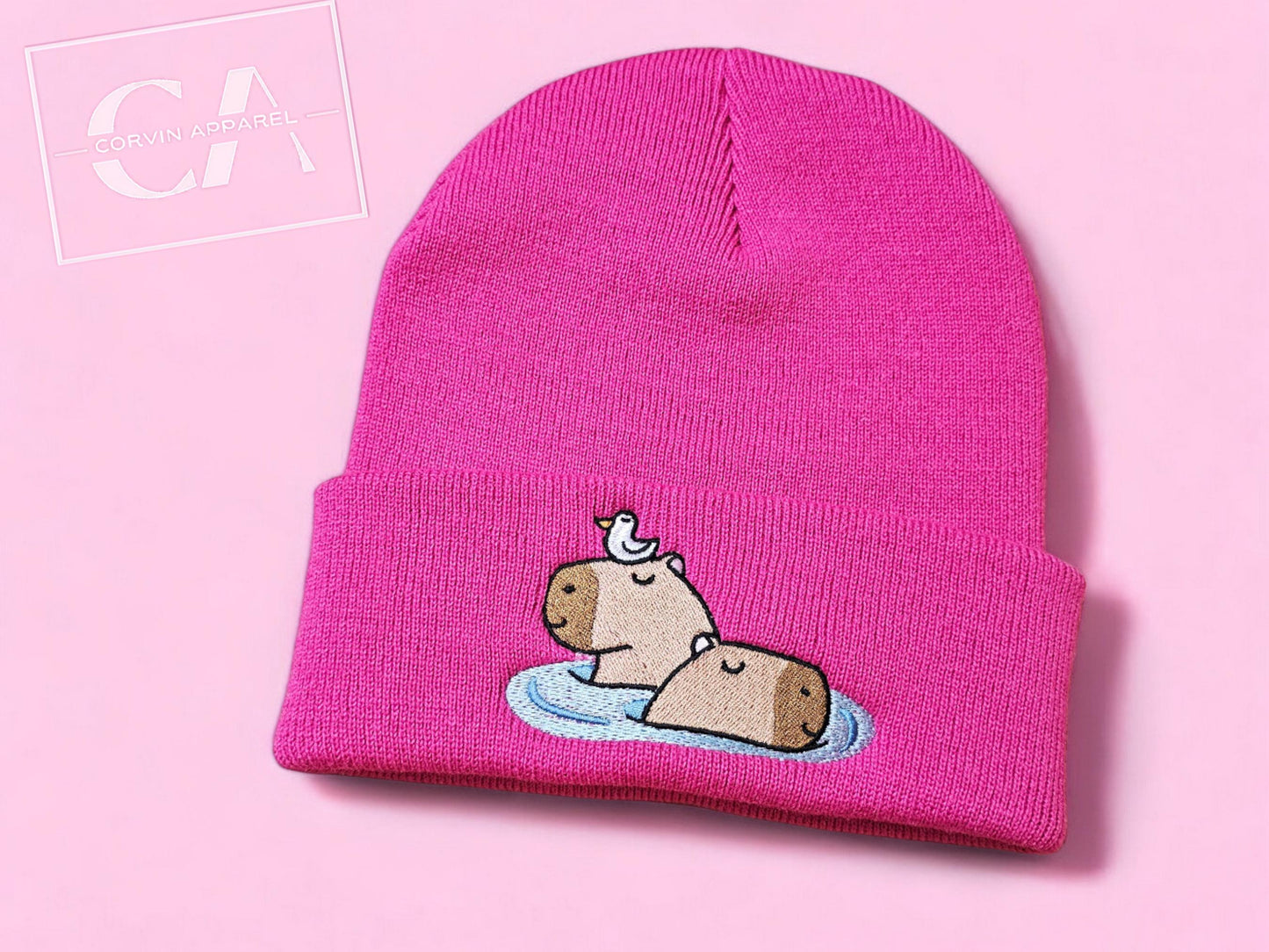 Capybara Embroidered Beanie: Funny Water Pig Gift