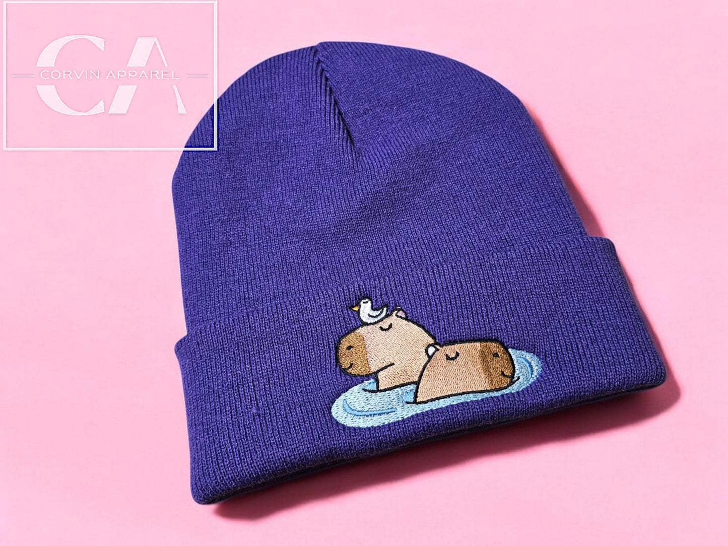 Capybara Embroidered Beanie: Funny Water Pig Gift