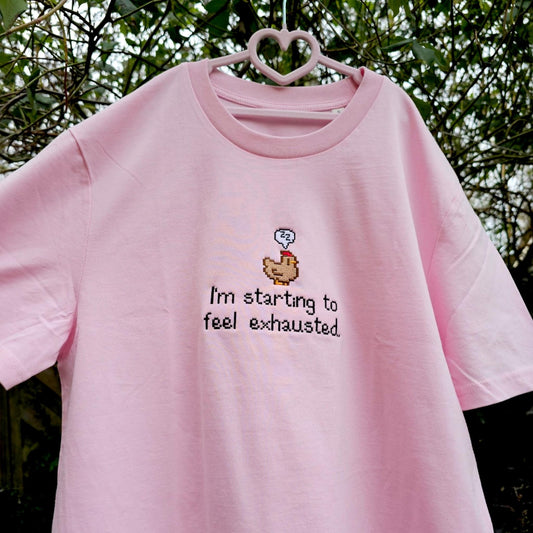 Embroidered Pixel Chicken T-Shirt, Soft Unisex Cotton Tee, Cosy Gamer Gift