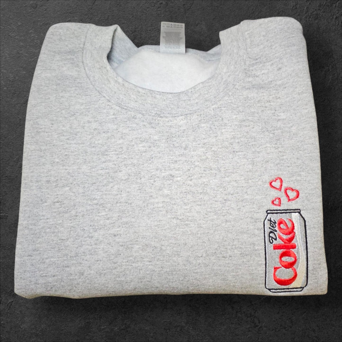 Embroidered Diet Coke Sweatshirt, Cute Valentine Sweatshirt, Left Chest Embroidery, Cute Soda Lover Gift, Cozy Jumper