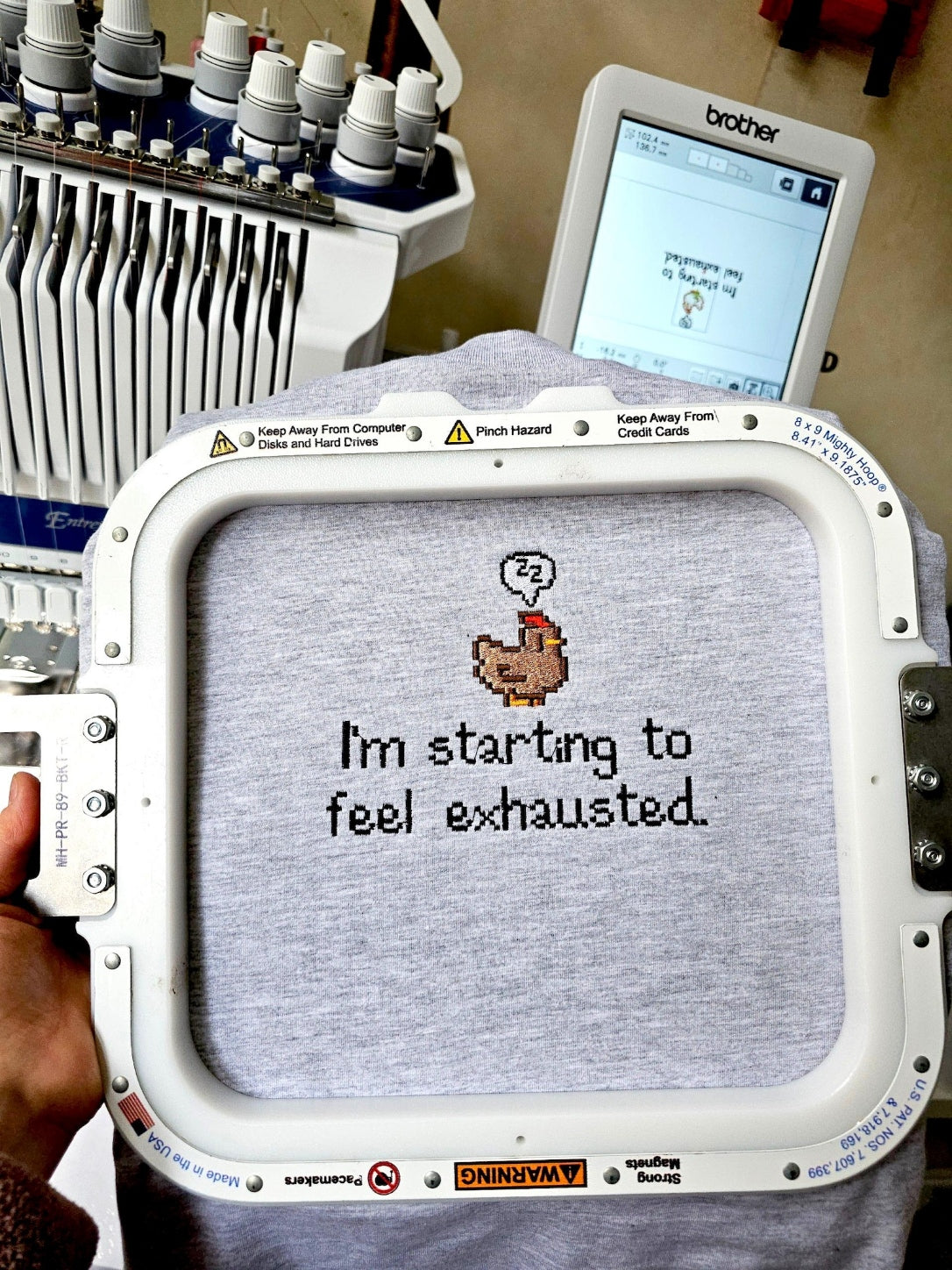 Embroidered Pixel Chicken T-Shirt, Soft Unisex Cotton Tee, Cosy Gamer Gift