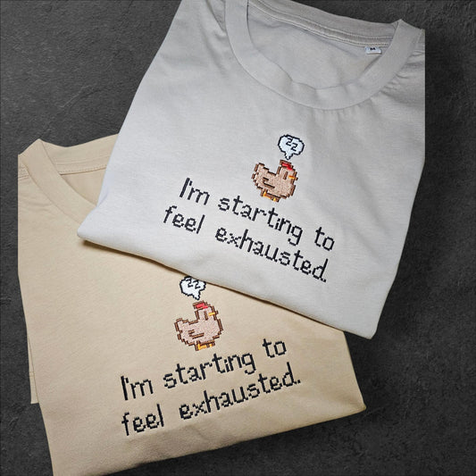 Embroidered Pixel Chicken T-Shirt,  Soft Unisex Cotton Tee, Stardew Valley