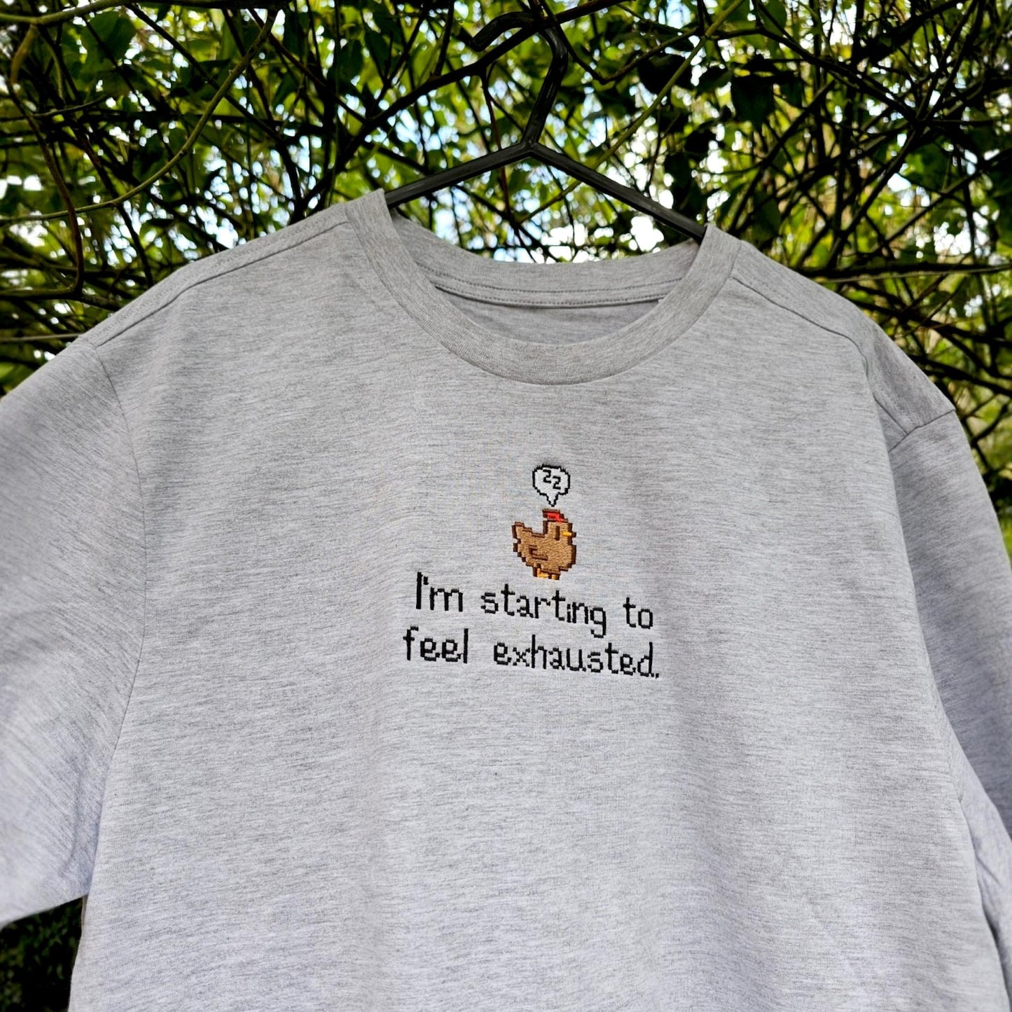 Embroidered Pixel Chicken T-Shirt, Soft Unisex Cotton Tee, Cosy Gamer Gift