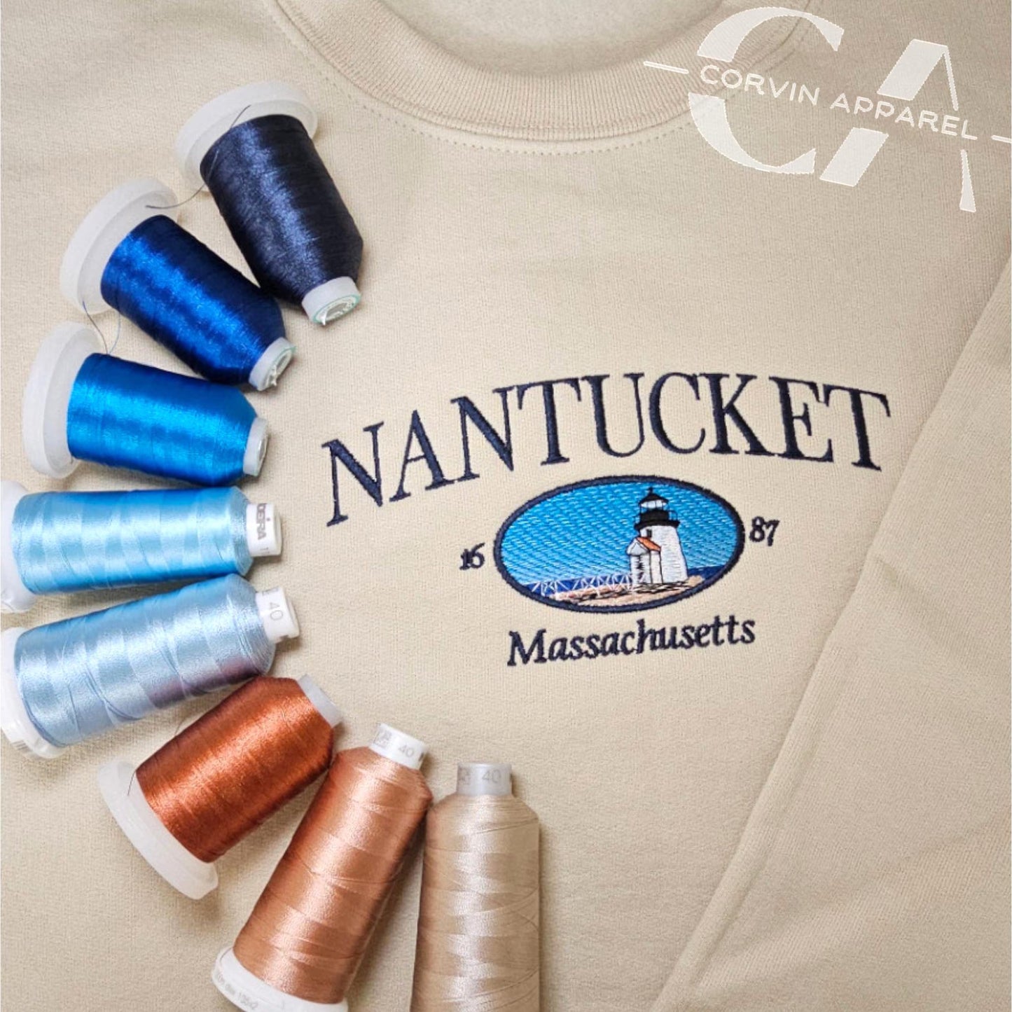 Nantucket Embroidered Sweatshirt | Coastal Crewneck Gift