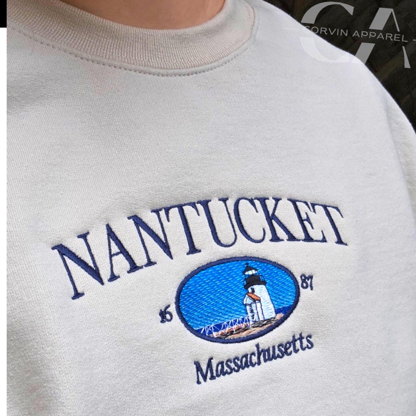 Nantucket Embroidered Sweatshirt | Coastal Crewneck Gift