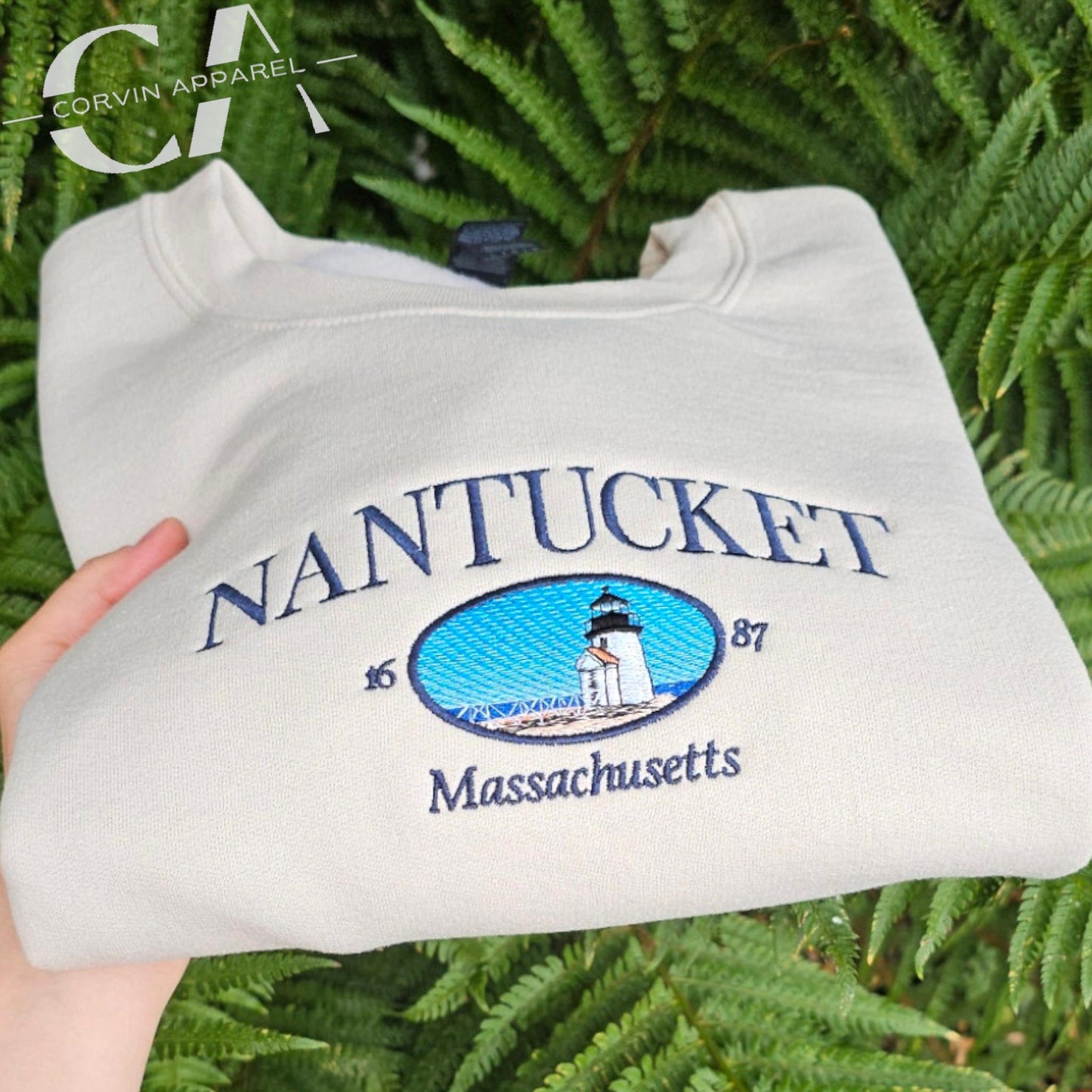 Nantucket Embroidered Sweatshirt | Coastal Crewneck Gift