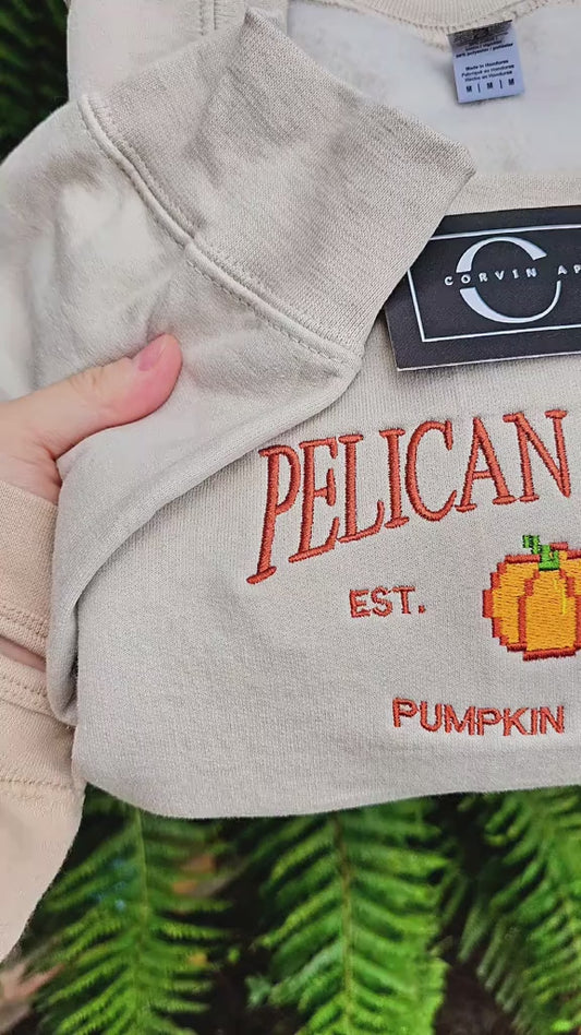Pelican Town Pumpkin Patch Embroidered Sweatshirt | Cute Gaming Jumper