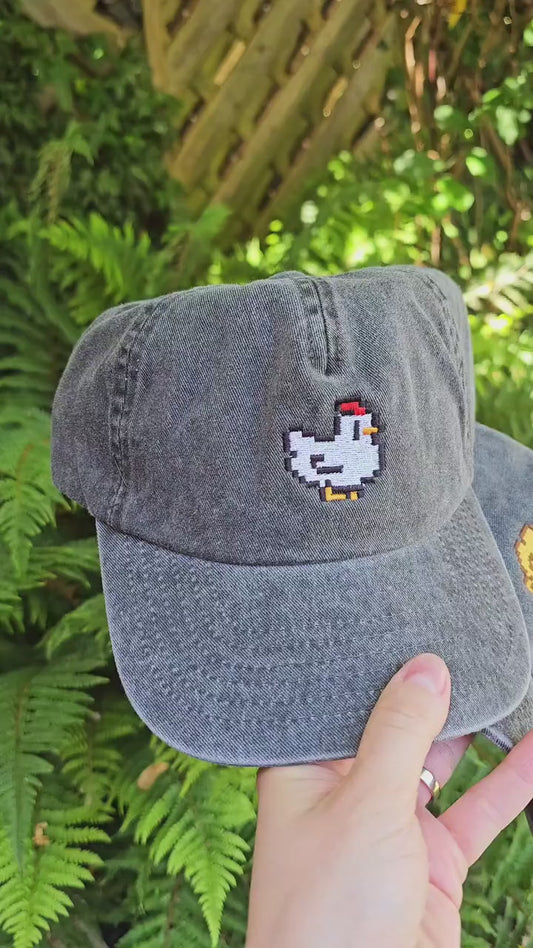 Pixel Chicken Embroidered Cap | Stardew Valley Inspired Gift | Farmer Gift